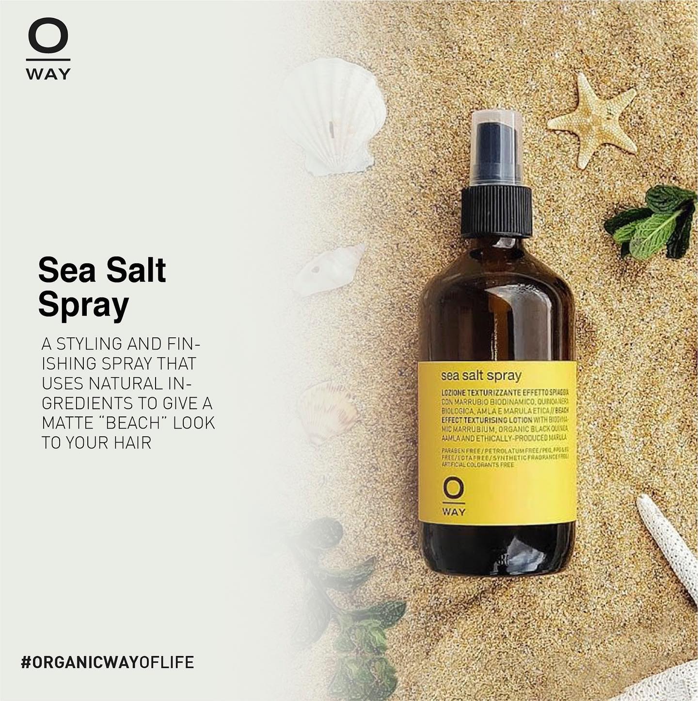 Xịt tạo kiểu Oway Sea Salt Spray – 240ml xịt muối biển tạo kiểu tóc bồng bềnh, bông xù tự nhiên với độ giữ kiểu trung bình