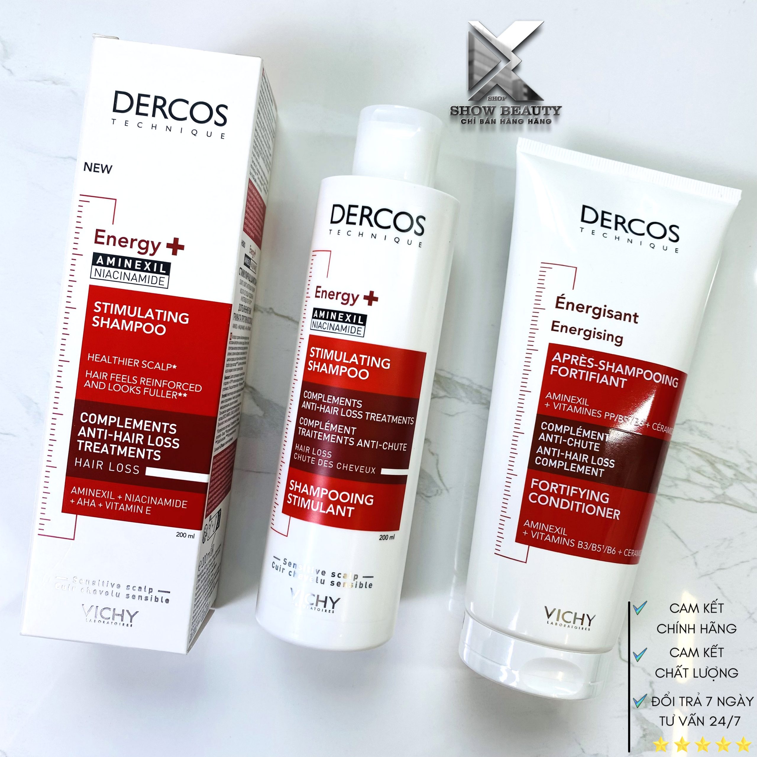 Dầu Gội Xả Giảm Rụng Tóc & Chuyên Dành Cho Tóc Mỏng Yếu Vichy - Dercos Energising 200ml