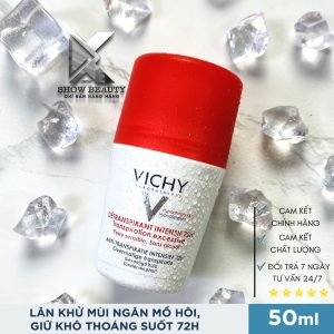 Lăn Nách  Khử Mùi Ngăn Mồ Hôi, Giữ Khô Thoáng Suốt 72h Vichy - Déodorant Detranspirant Intensif 50ml