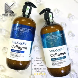 Dầu Gội Xả Siêu Mềm Mượt Bổ Sung Collagen Milamon 800ml