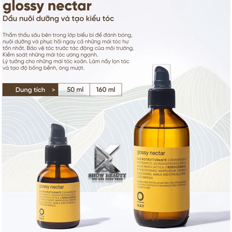 Tinh dầu dưỡng tóc Oway Glossy Nectar – Nuôi dưỡng và tái tạo, tăng độ bóng mượt cho tóc