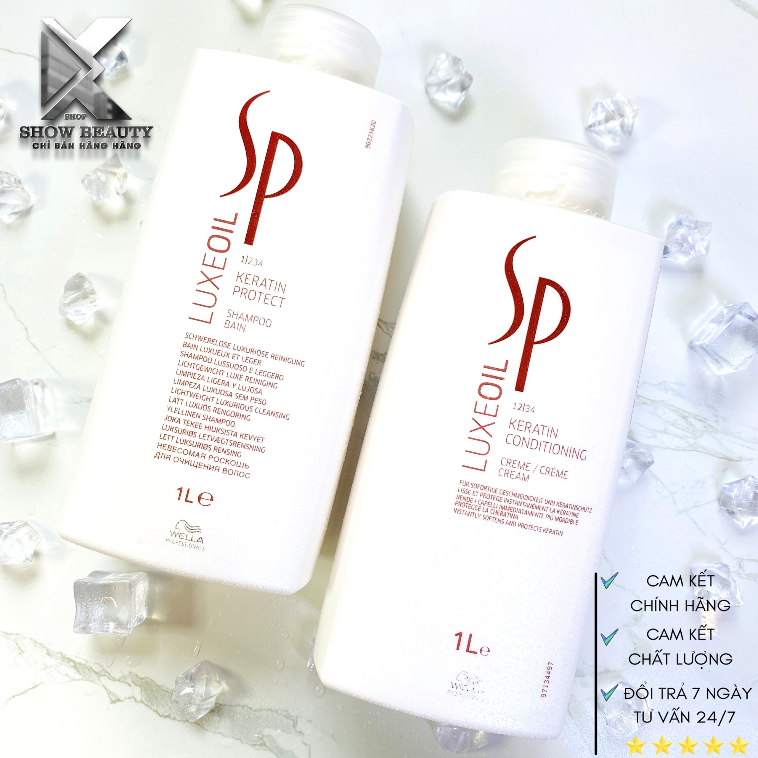 Dầu Gội Xả Wella cao cấp Phục Hồi Chăm Sóc Tóc Bóng Khoẻ Từ Gốc Tới Ngọn 1000ml - SP Luxe Oil Keratin Protect